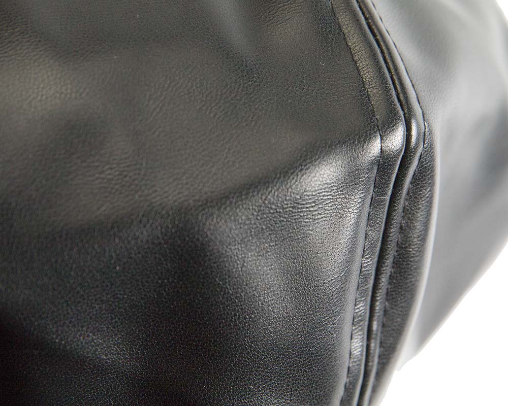 Black leather newsboy cap by Max Alexander