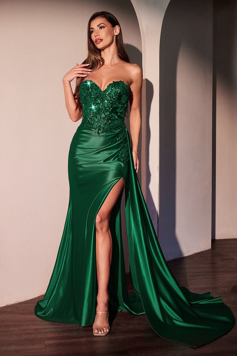 Strapless Sweetheart Fitted Satin Dress
